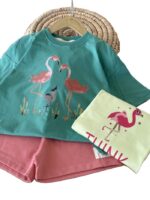 تاپ و شلوارک باکسی دخترانه فلامینگو - Image 2