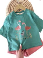 تاپ و شلوارک باکسی دخترانه فلامینگو - Image 5