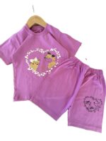 تیشرت و شلوارک راحتی دخترانه گربه ملوس - Image 3