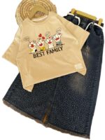 کراپ شلوار واید بیرونی دخترانه family - Image 2