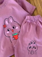 تیشرت و شلوارک راحتی دخترانه خرگوش گلی - Image 8