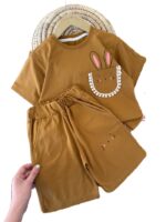 تیشرت و شلوارک پنبه راحتی دخترانه جیب خرگوشی - Image 4