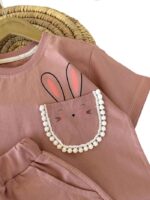 تیشرت و شلوارک پنبه راحتی دخترانه جیب خرگوشی - Image 5