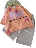 تیشرت و شلوارک کتان بیرونی دخترانه دیلان - Image 2