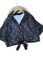دو تیکه دخترانه شومیز و تاپ نگین دار گره ای - Image 4