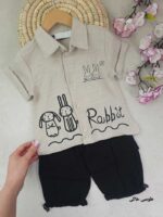 تیشرت و شلوارک دخترانه گلدوزی خرگوش - Image 8