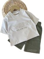 تیشرت و شلوارک کتان بیرونی پسرانه cherry - Image 2