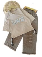 کراپ و شلوار بیرونی دخترانه Love