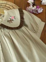 شومیز و شلوارک لینن بیرونی دخترانه یقه گل - Image 7