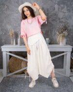 شومیز و شلوار دامنی لینن بیرونی دخترانه النا - Image 7