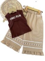 تاپ و شلوار کتان بیرونی دخترانه RUN - Image 3